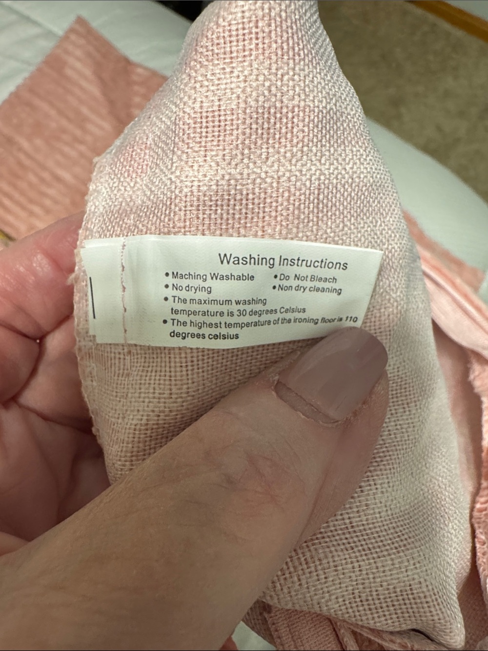 Plush Ribbed Pillow Shams in Blush Pink set of 2 - 20” x 11” - Picture 3 of 3